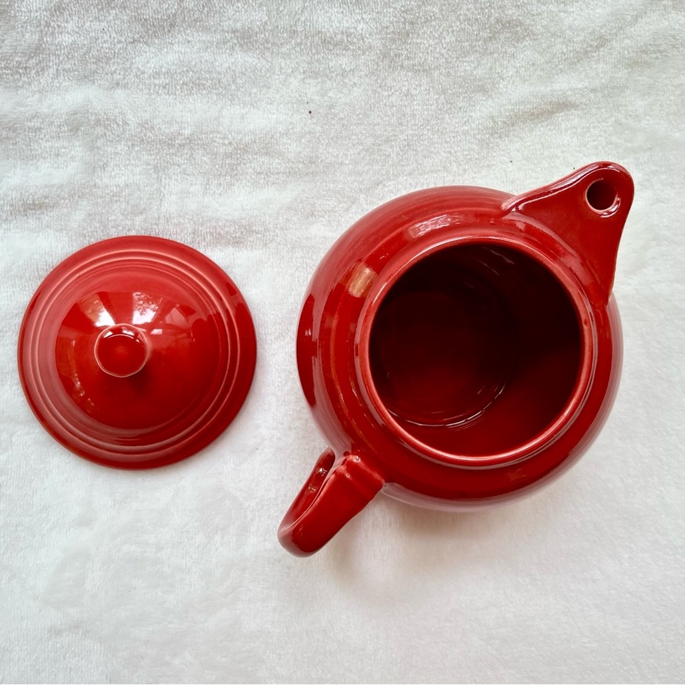 Vintage Fiesta 2 Cup Teapot & Lid Rare Scarlet Red Made In USA HLC Intro 2004 - Picture 7 of 11